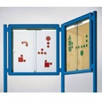 Info-Vitrine, freistehend, 107 cm hoch, 182x13 cm (B/T), Rückwand Stahl weiß 